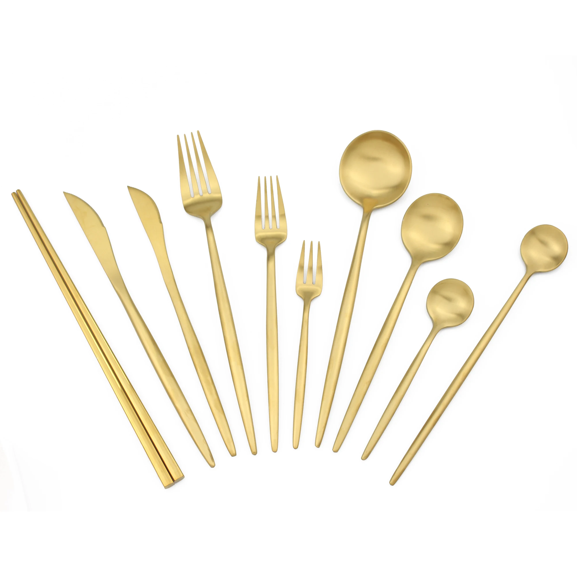 Набор столовых приборов из матового золота 304 дюйма нержавеющей стали|Столовые