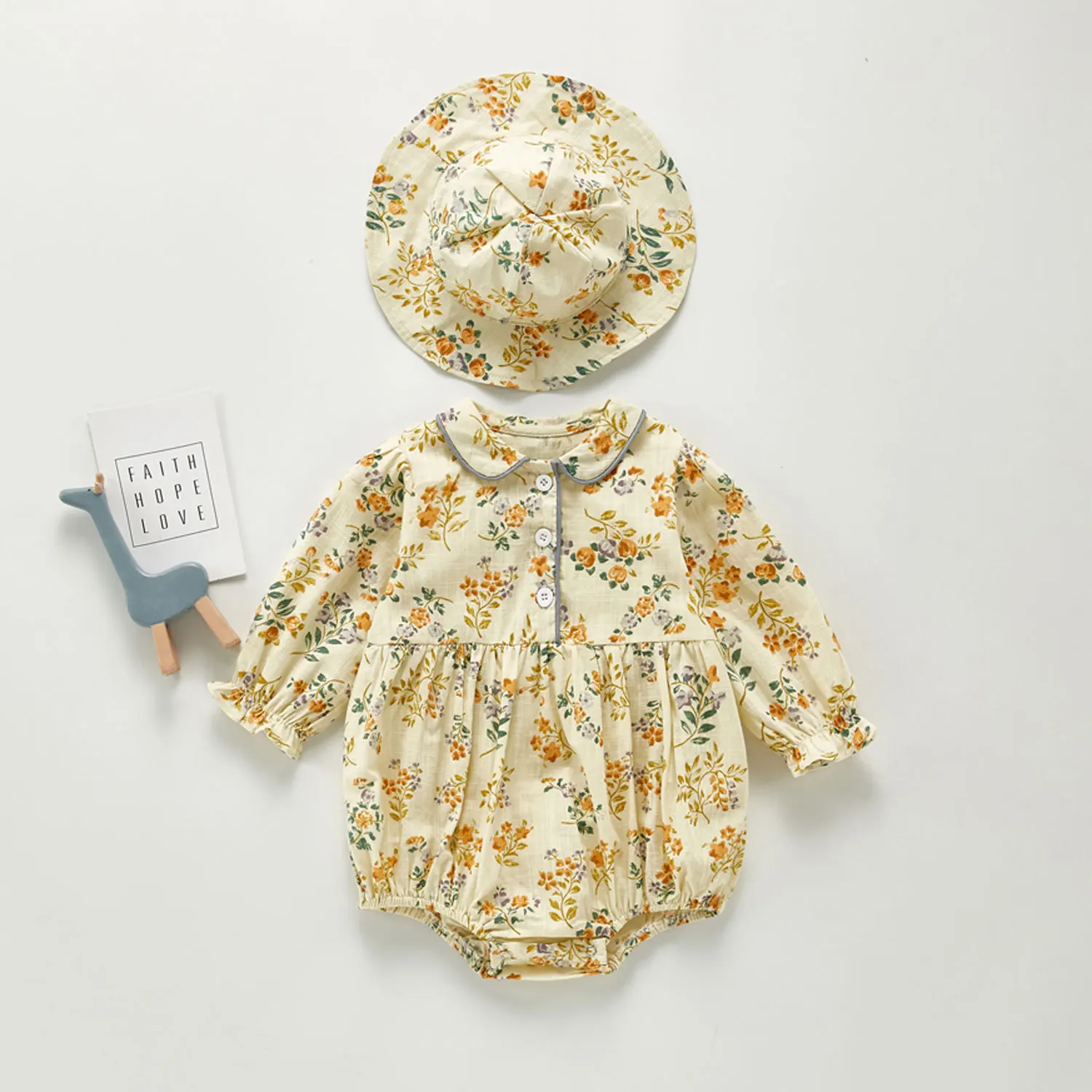 

Детский хлопковый комбинезон с цветочным принтом, для девочек