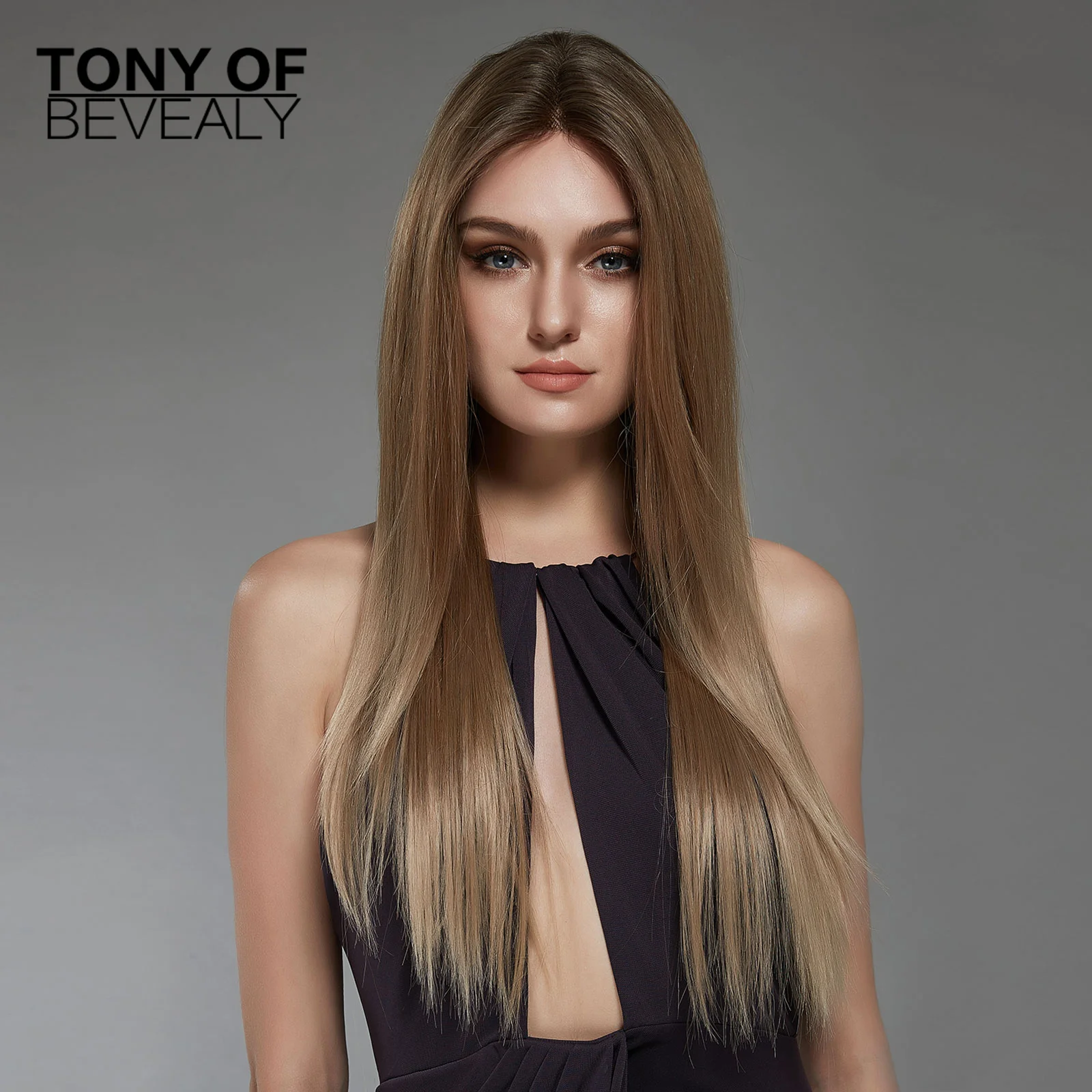 Кружевные передние парики длинные прямые светлые синтетические средняя часть