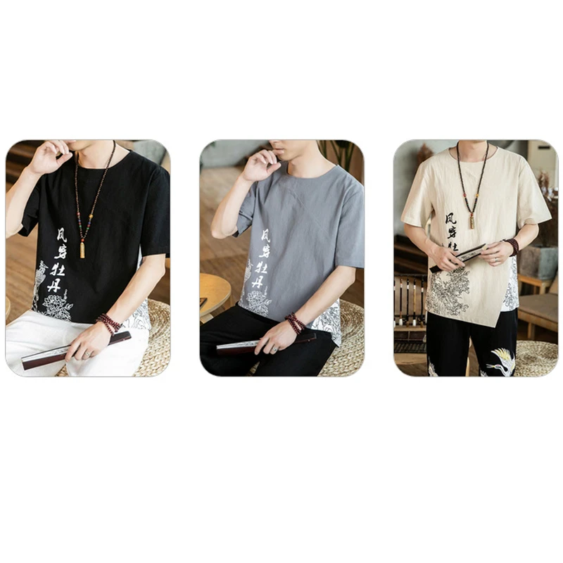 Японская футболка для мужчин повседневное кимоно в стиле Харадзюку модная
