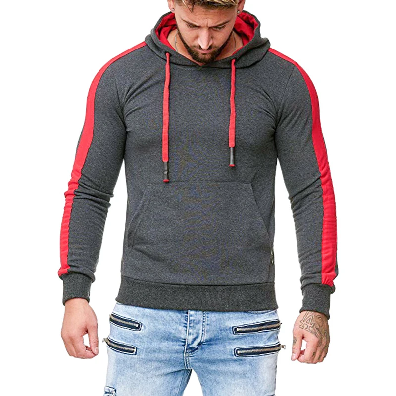 

Hot style FW2020 Men's Long Sleeve Splice Pocket Pull-over Hoodie