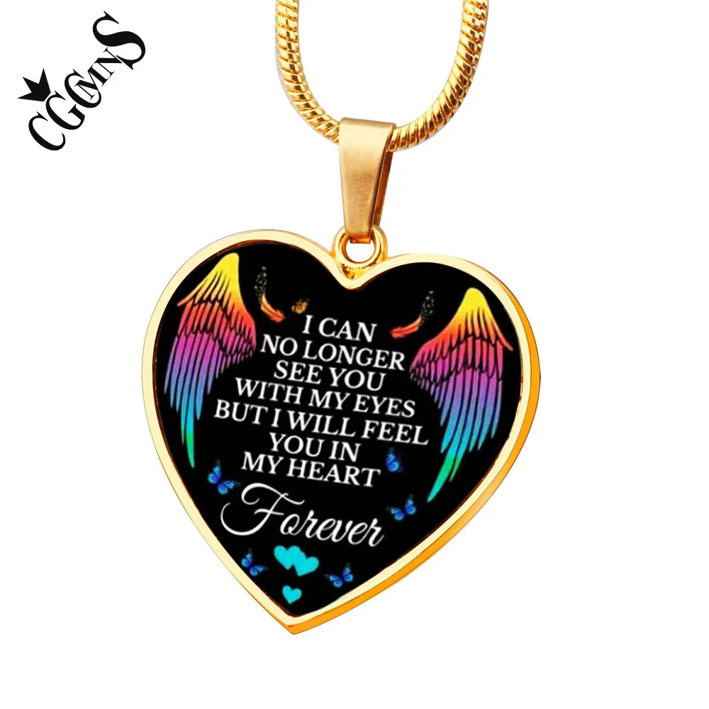 

Cute Heart Angel Wings Butterfly Necklace Letter Love Pendant Stianless Steel Snake Chain Jewelry For Women Gift