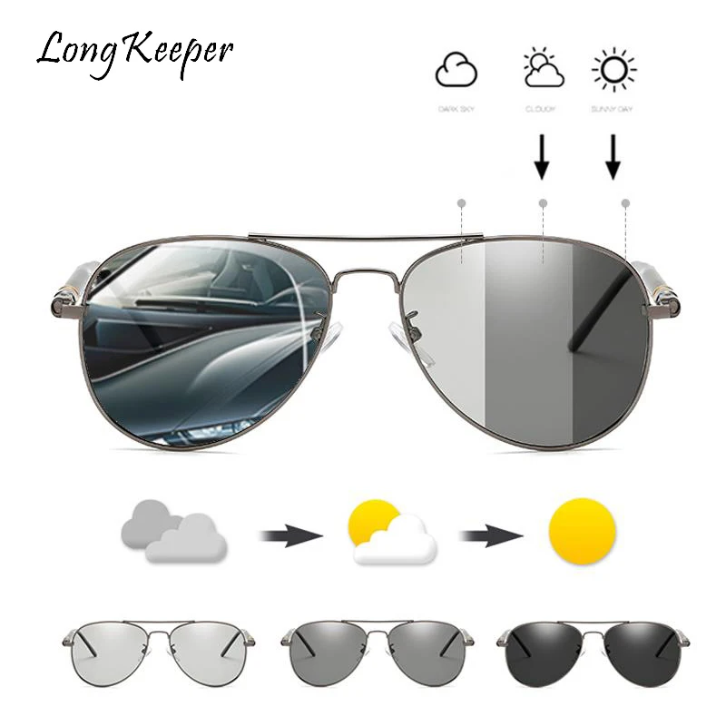 

LongKeeper Classic Men Sunglasses Photochromic Sun Glasses Goggles Male Driving Pilot Polarized Eyewear UV400 Gafas de sol