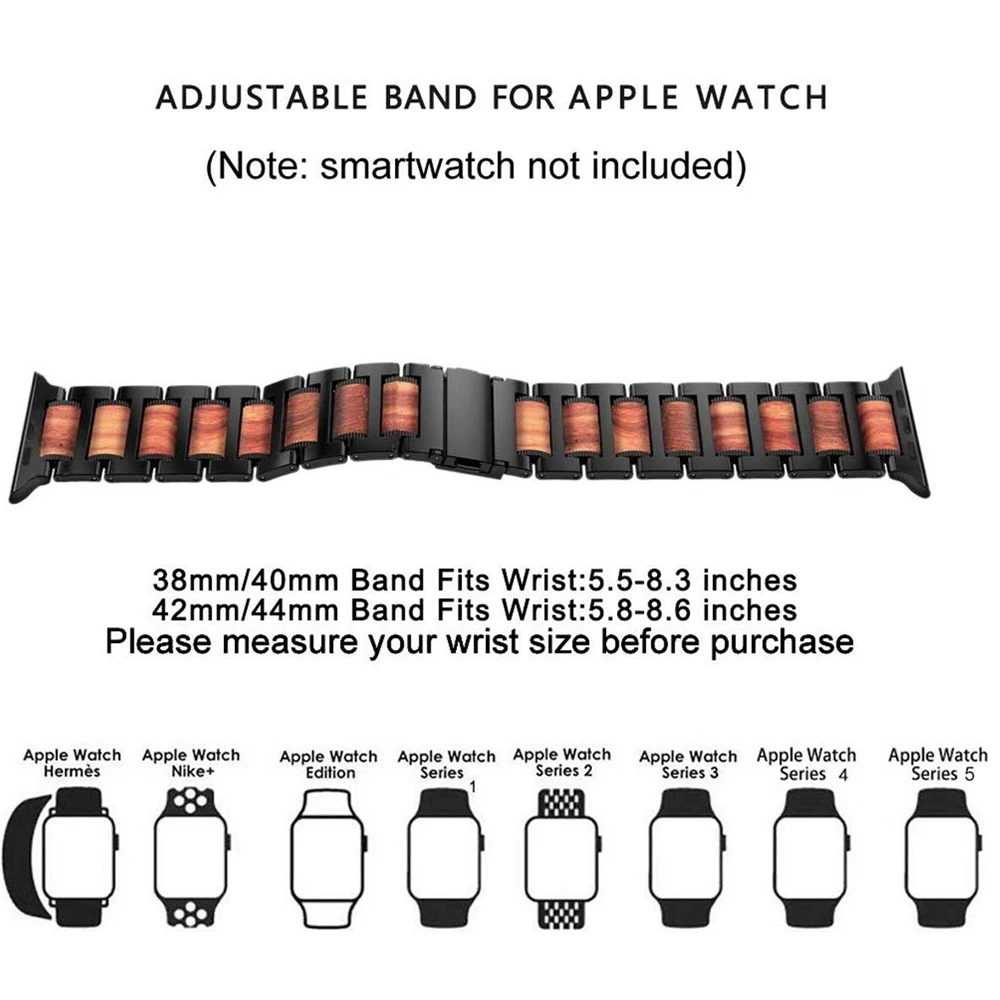 Браслет из нержавеющей стали для apple watch series 5 браслет натурального сандалового