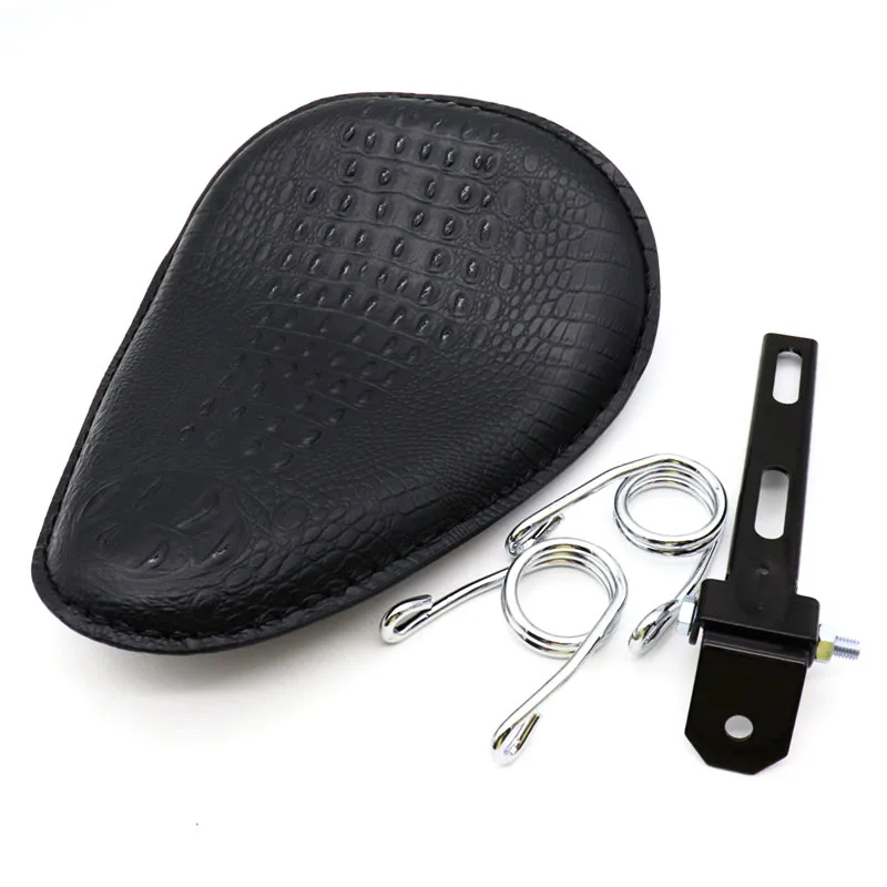 Мотоциклетное черное сиденье из крокодиловой кожи в стиле ретро + 3 дюйма