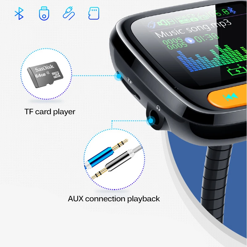 Автомобильный Mp3 плеер TIOODRE fm передатчик Bluetooth 5 0 AUX автомобильный модулятор