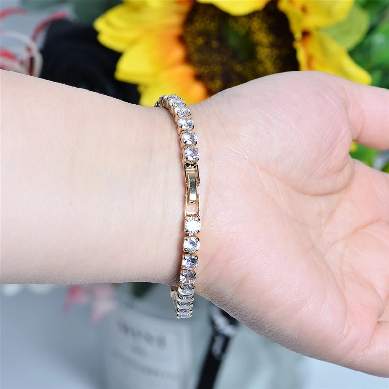 

ANGLANG Luxury Women Mens Tennis Chain Bracelets Jewelry Sparking Eternal Micro Paved CZ Anniversary Wedding Fine Bracelet Gift