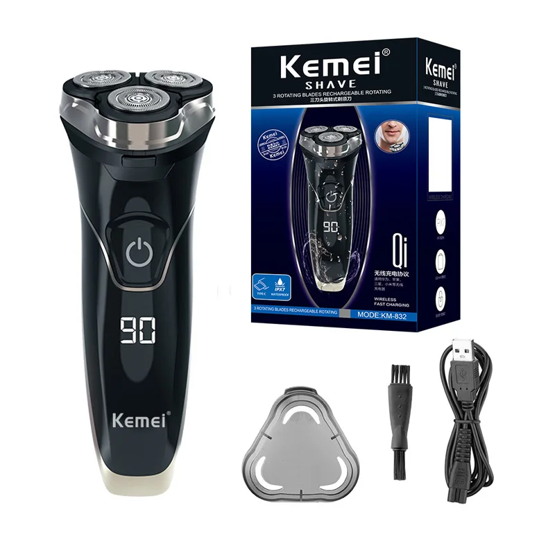 

Kemei Rechargeable Electric Shaver Waterproof Beard Shaver Men Face Care Shaving Machine Electric Razor Floating Hair Trimmer