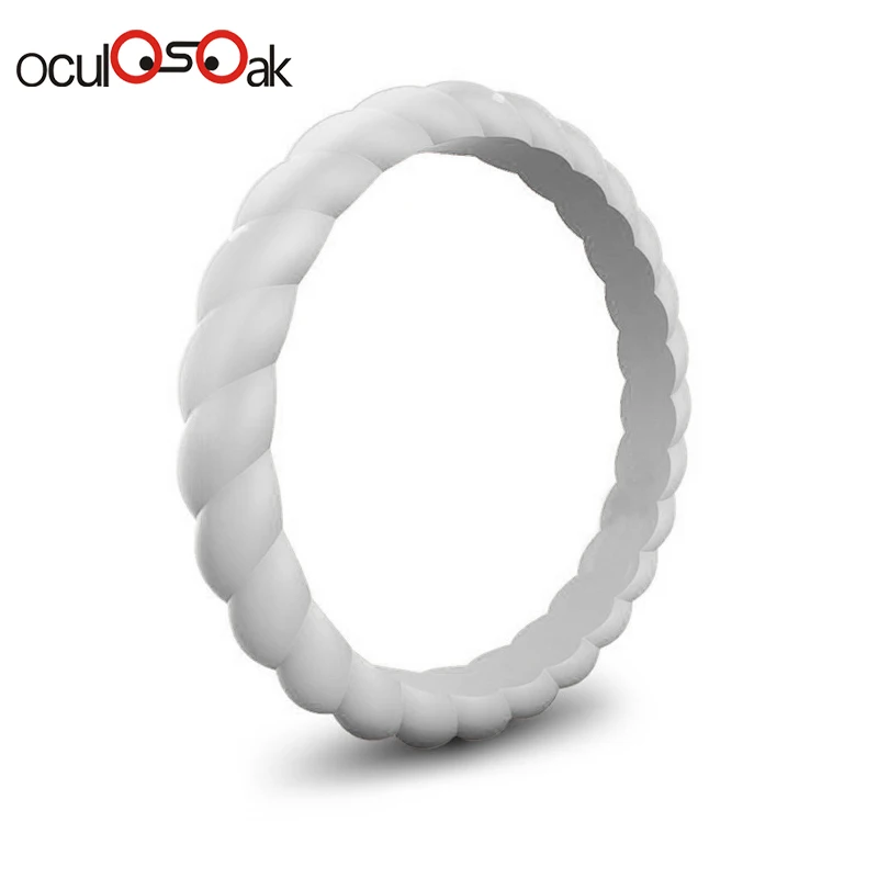 Hot Fashion 3mm Thin Braided Silicone Ring For Women Wedding Rings Sports Hypoallergenic Crossfit Flexible Rubber Finger Ring