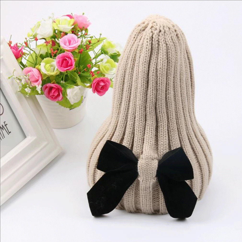 Милая шапка для маленьких мальчиков и девочек зимняя теплая с меховым помпоном