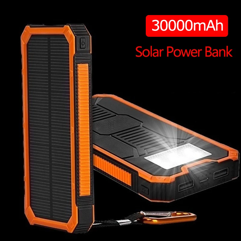 30000mAh огромная емкость солнечной энергии двойной USB Водонепроницаемый Солнечный