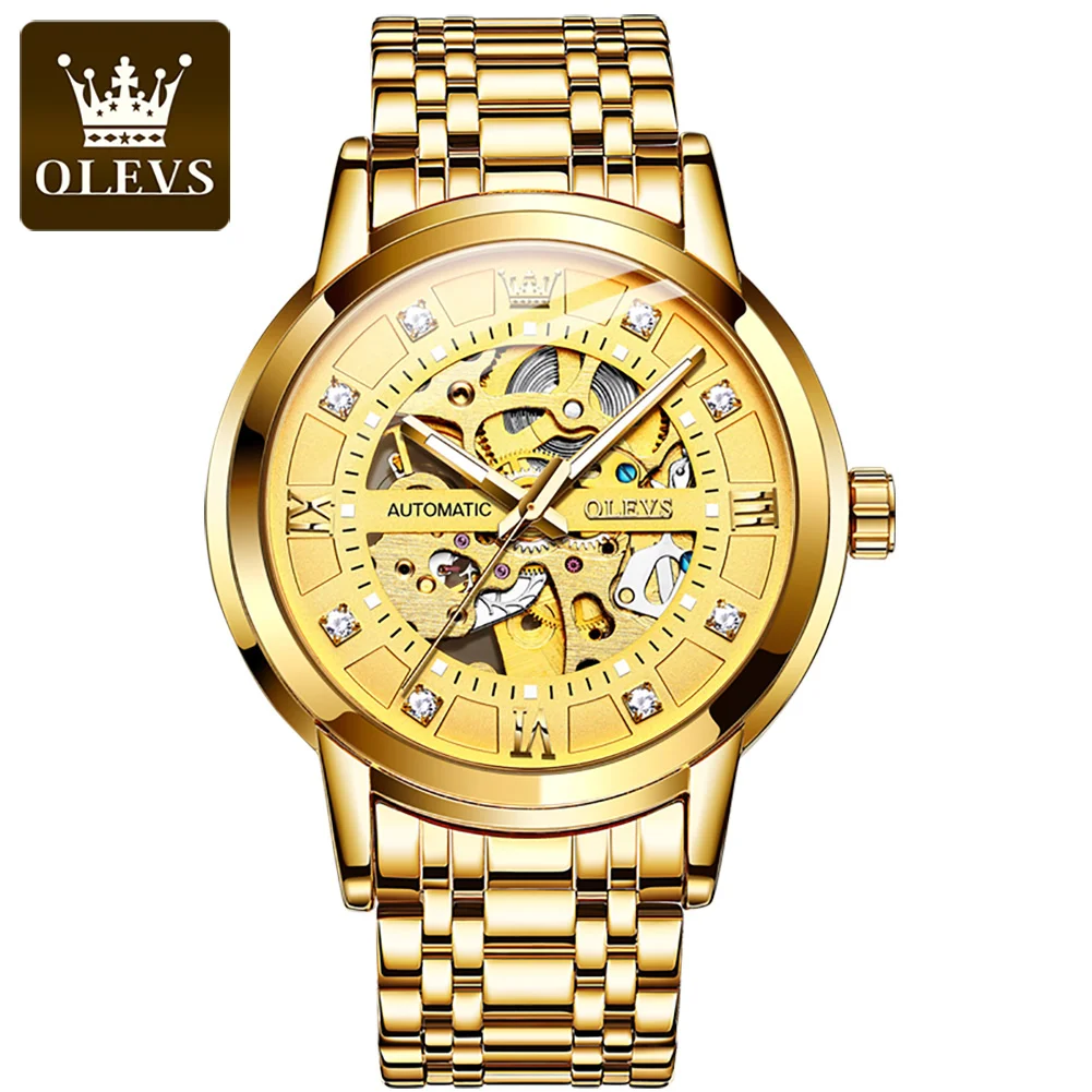 

OLEVS 9901 Hollow Automatic Mechanical Men's Watch Diamond Luminous Men's Watch Luxury Brand Male Casual Sports Wrist Watch