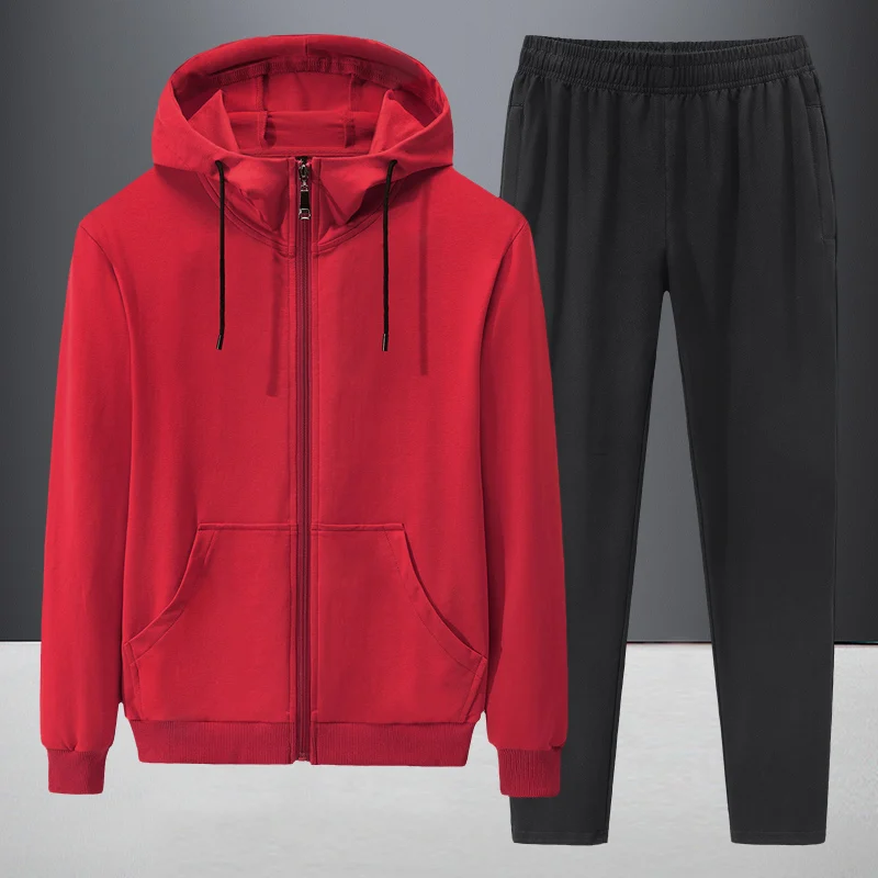 

Quality Tracksuit Men 2020 Autumn Sportwear Fashion Mens Hip Hop Set 2PC Zipper Hooded Sweatshirt Jacket+Pant Suit Plus Size 8XL