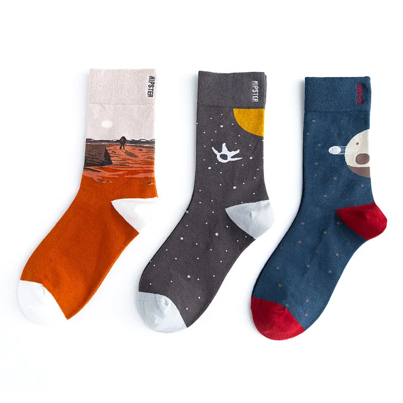 

Funny Painting Style Men Socks 100 Cotton Harajuku Colorful Full Socks Men 1 Pair Gifts Size 35-43