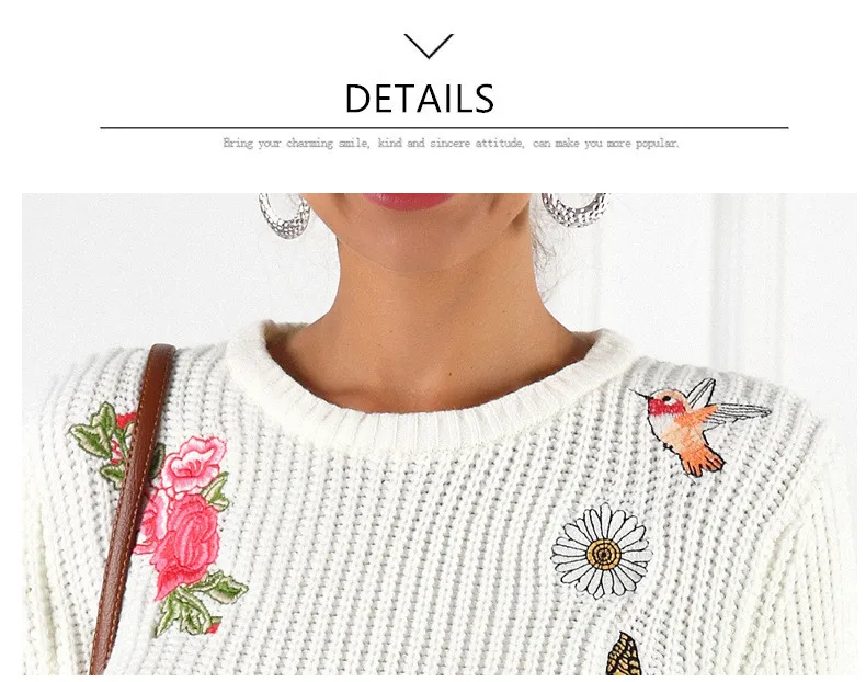 Autumn winter fashion animal embroidery knitted sweater women slim cute pullover ladies kawaii sweaters long sleeve tops warm | Женская