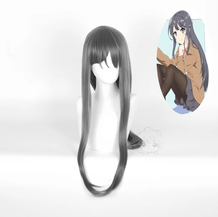 

Sakurajima Mai Wig Anime Seishun Buta Yarou Wa Bunny Girl Senpai No Yume Wo Minai Cosplay Synthetic Women Long Gray Party Hair