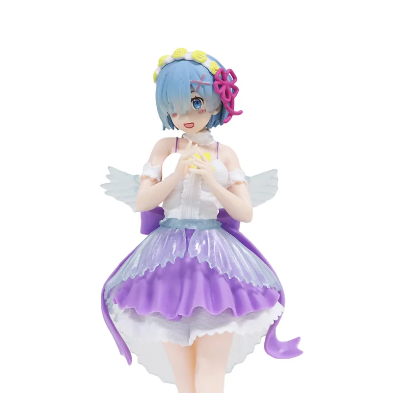 Anime Re:Life In A Different World From Zero Rem Ram Angel Ver. Figure Purple Crystal Dress 18cm Collection Toys Model Xmas Gift | Игрушки и