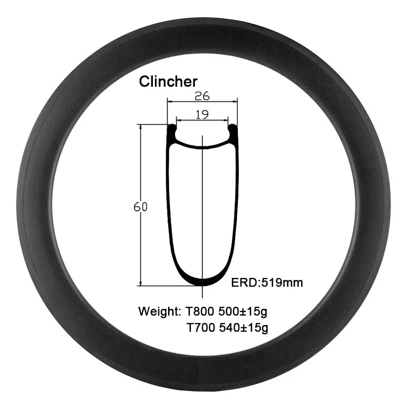 Carbonfan T800 700C Clincher ширина: 26 мм Глубина: 60 карбоновый обод дорожного