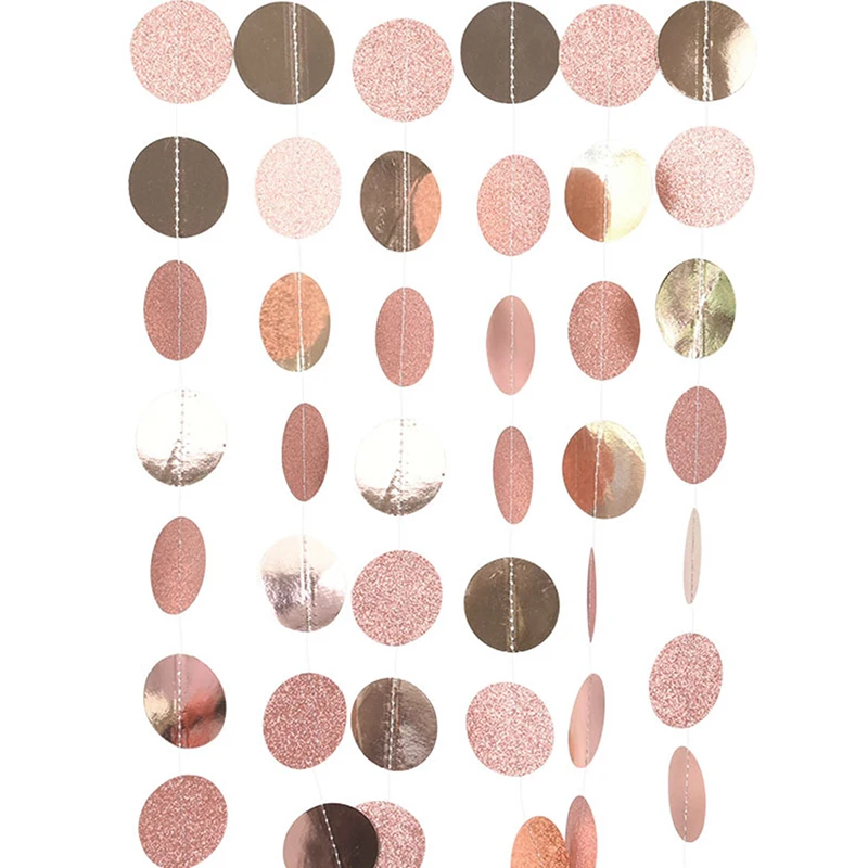 

1 Pack Champagne Round Garland Wreath Rose Gold Paper Banner Party Fine Decoration Supplies