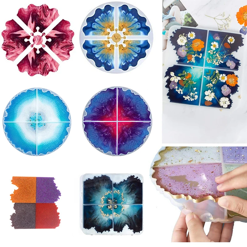 

1pc Large Wave Coaster Silicone Resin Mold DIY Cup Tray Square Coasters UV Epoxy Silicone Mould For Home Art Supplies Decoration
