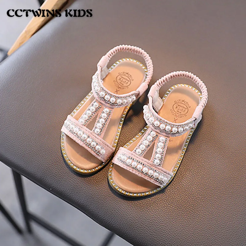 

Kids Shoes 2021 Summer Baby Girl Fashion Brand Beach Sandals Toddler Outdoor Soft Flats Children Princess Dress Pearl Baby Shoes