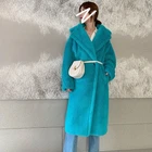 HStar Женское зимнее теплое длинное пальто из искусственного меха с длинным рукавом, женское толстое пальто с плюшевым мишкой, Повседневная Свободная верхняя одежда большого размера