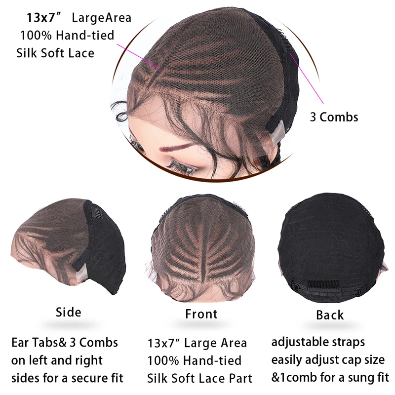 

Kalyss 30 Inches Synthetic Long Box Braids Hair 13X7 Lace Parting Hand Braided Lace Front Wigs For Women