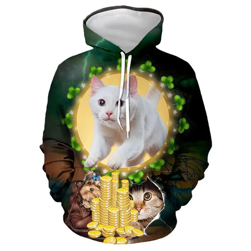 

Boys Sweatshirts 3D Printing Mans Wommen Cat Dog Wolf Animal Series Pullover Animals Long Sleeve Hoodies Girls Tops Thin Hoodies