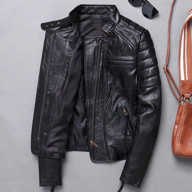 Новинка 2019 куртка из натуральной кожи женская короткая дубленка приталенная