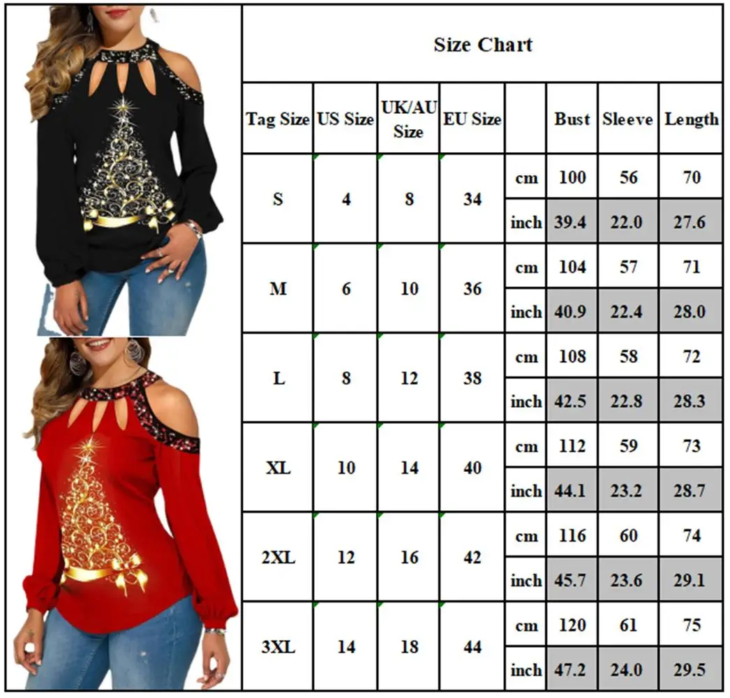 

Women Open Hole Off Shoulder Bead Printed Round Neck Long Sleeve T-Shirt