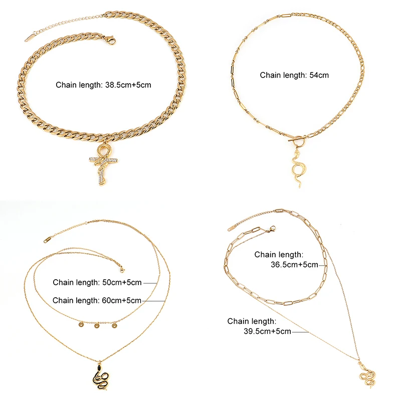 

Women's Stainless Steel NecklaceSnake Necklace Thick Chain Choker Necklace For Women Snake Crystal Pendant Necklace Necklaces