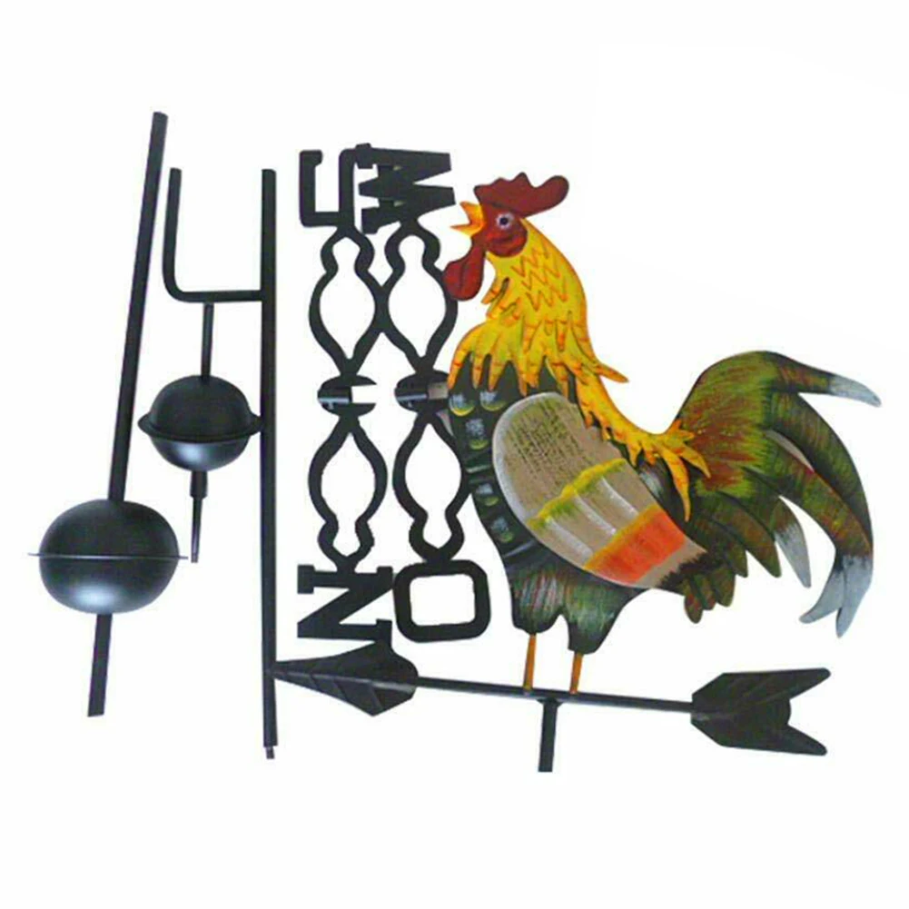 

Retro Durable Weather Vane Spinner Wind Direction Rooster Design Decor Colorful Iron Easy Use Structure Professional Garden Yard