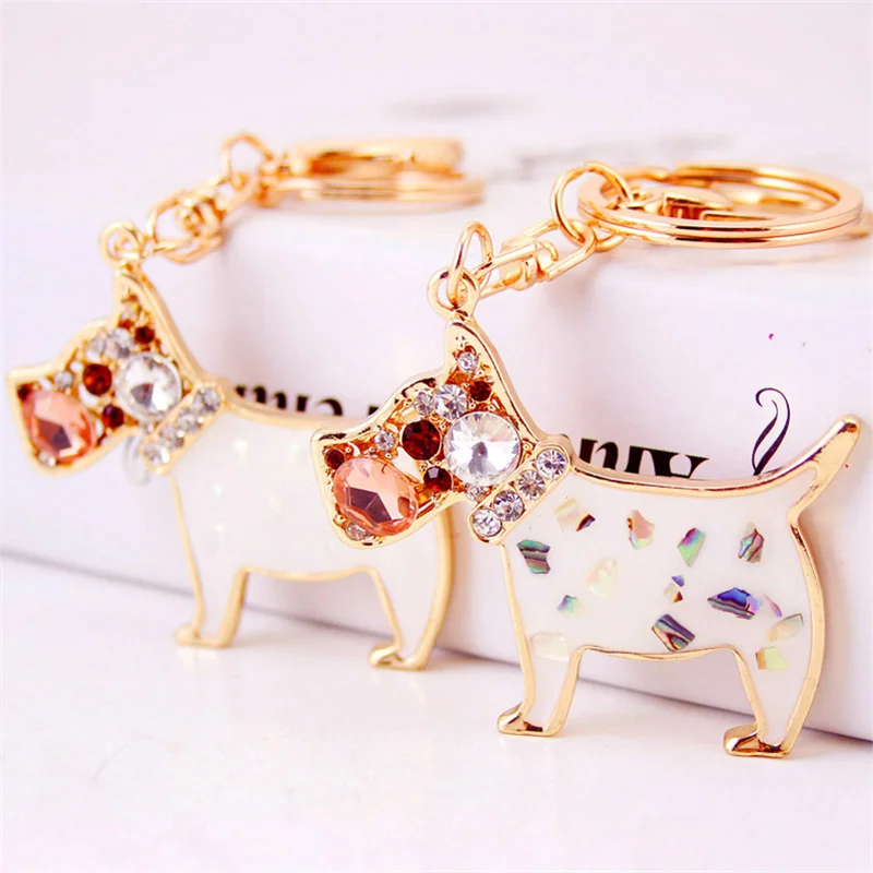 

New Design Fashion Rhinestone Dog Keychain Bag Charm Pendant Keys Holder Keyring Jewelry For Women Girl Gift