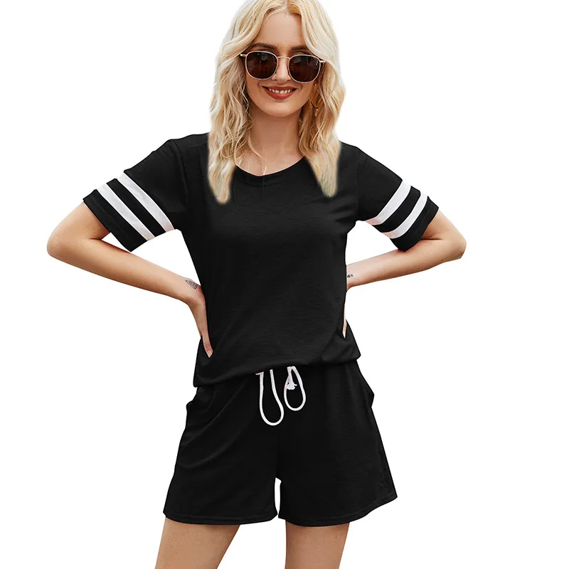 

Пижамный костюм в стиле пэчворк, женская летняя новая одежда для сна, нижнее белье, хлопковая Повседневная Домашняя одежда с коротким рукав...