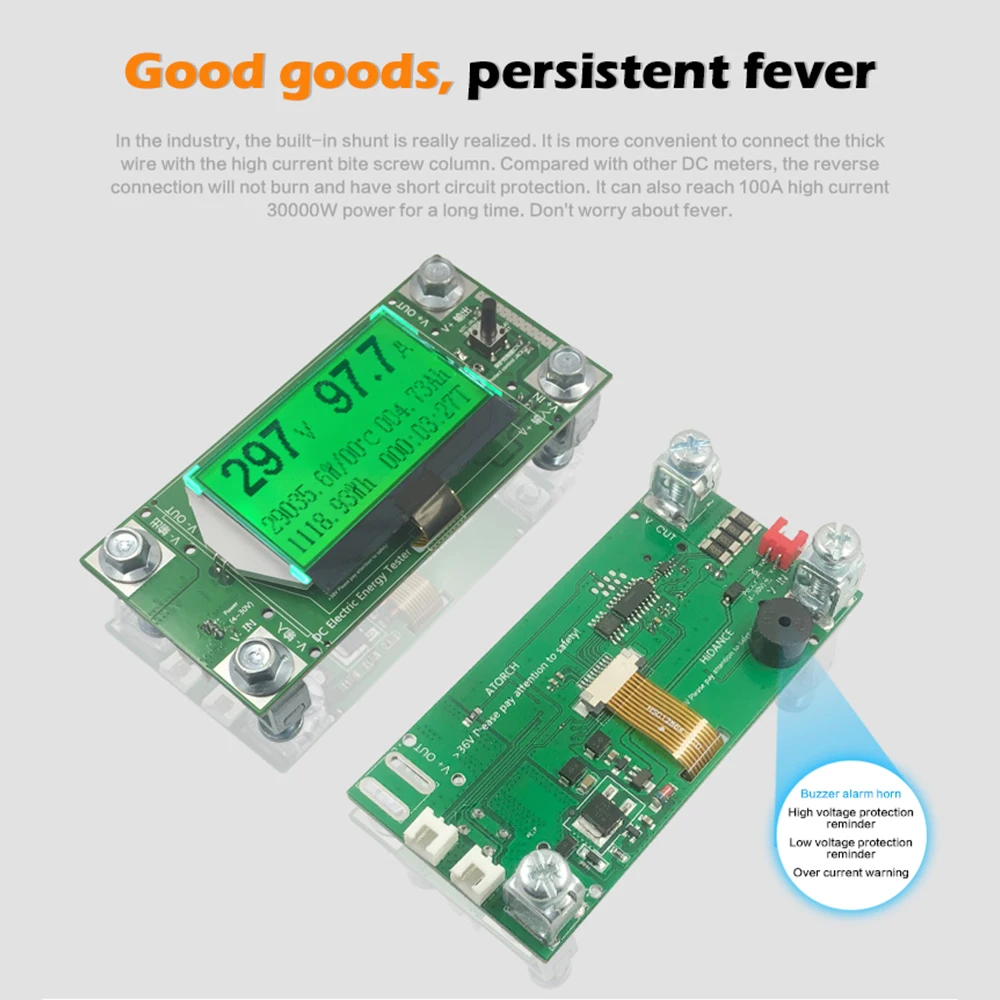 

300V 100A DC Voltage Current Power Voltmeter Ammeter Battery Fuel Gauge DC Digital Display Electricity Tester Lithium Batteries