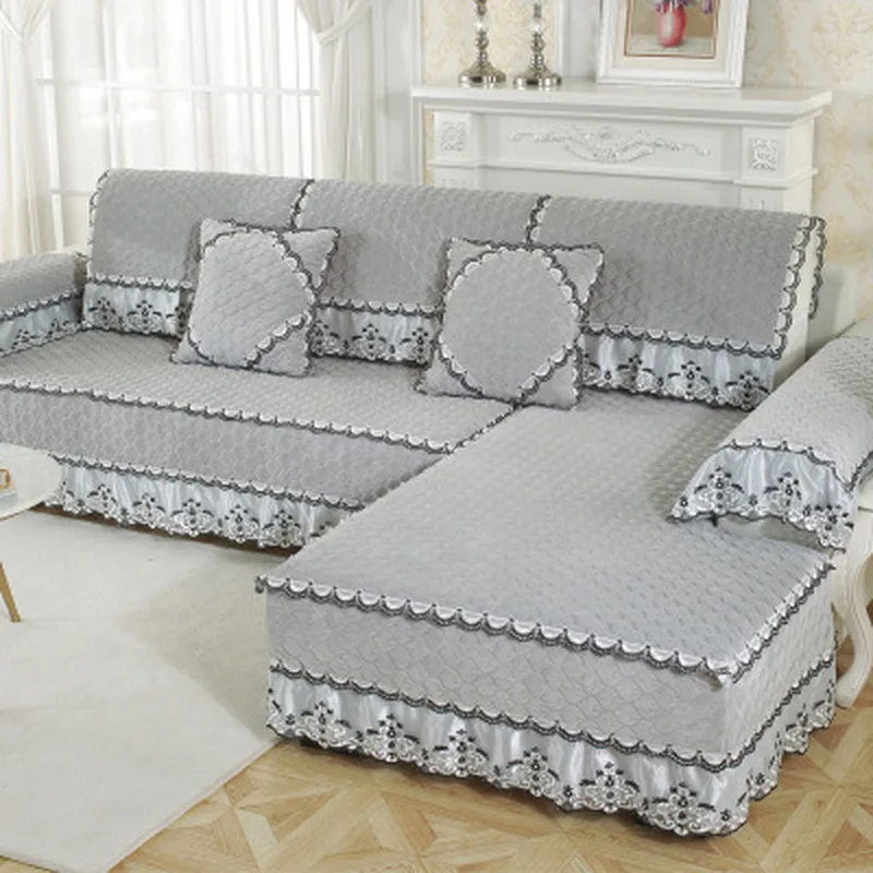 Funda de toalla para sofá, cubierta de tela de felpa gruesa, antideslizante, moderna, para esquina, 1 Uds.