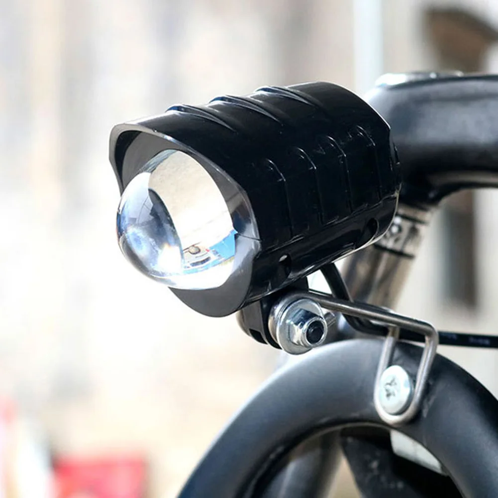 

36-60V High Brightness LED Front Fork Light Ebike Headlight Spotlight W/ Horn Stainless Steel Bracket High Quality Bicycle Parts
