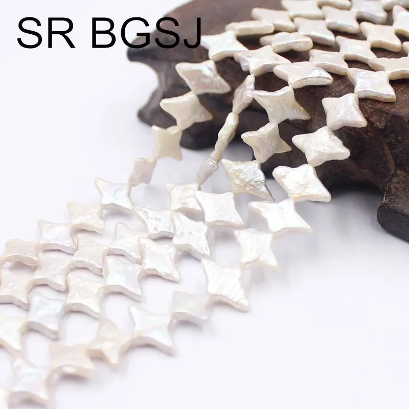 

Free Shipping SR 8x15mm Star Shape White Reborn Natural Freshwater Pearl Beads Strand 15"