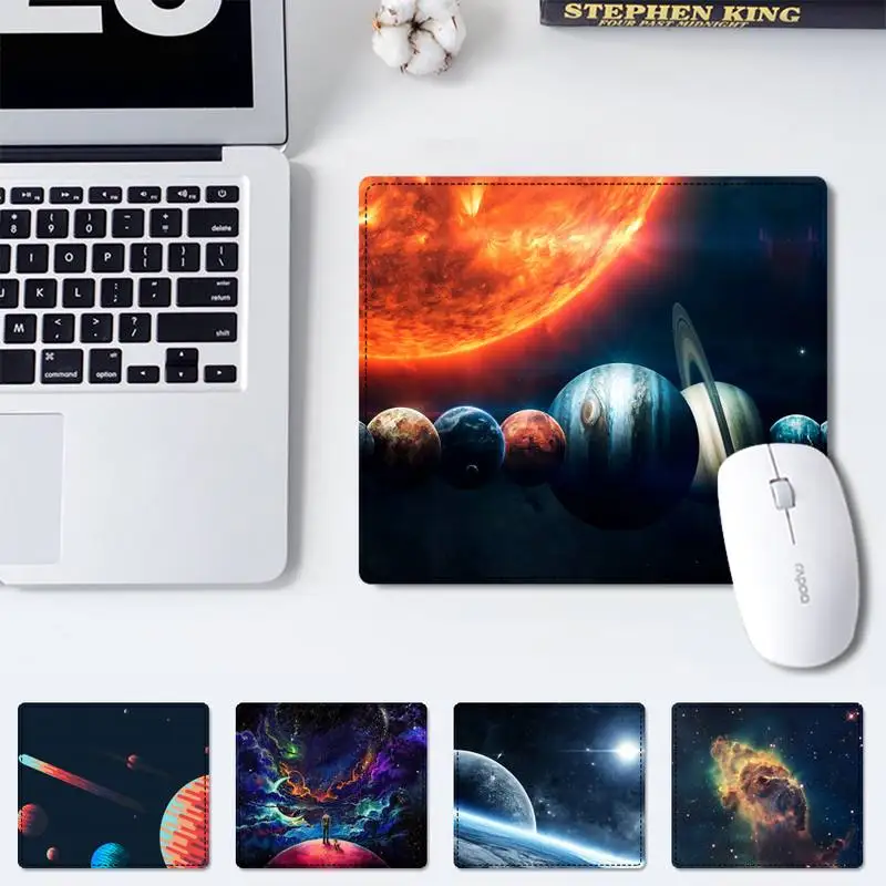 

Print Space Planets office Pad Small Pads Family Laptop Gamer Rubber Mouse Mat MousePad Desk Gaming Mousepad Cup Mat