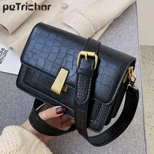 Fashion Simple Womens Designer Handbag 2020 High Quality PU Leather Women Messenger Bag Alligator Shoulder Crossbody Bags Black