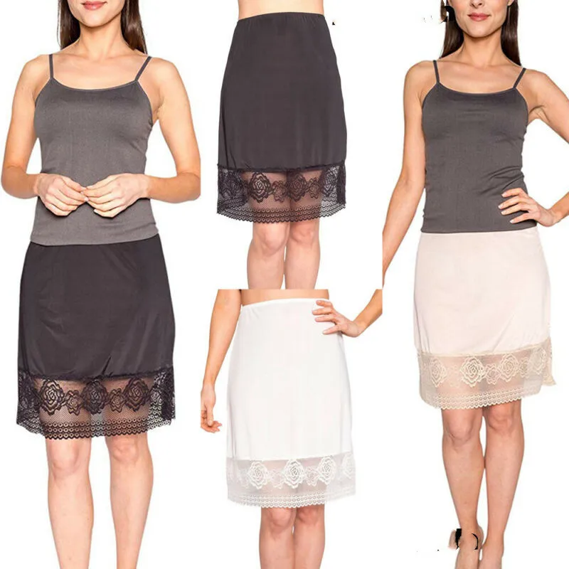 Женская кружевная юбка однотонная прозрачная нижняя со шнуровкой с высокой