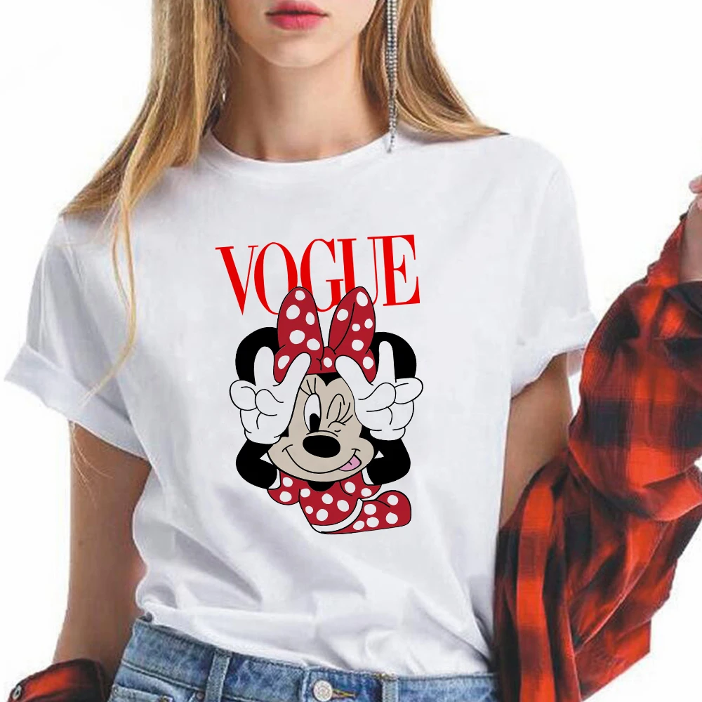 

Disney Tee Shirt Basic Mickey Mouse T Shirt Women Casual O-neck Harajuku Summer Top Korean Hipster White Tshirt Dropship