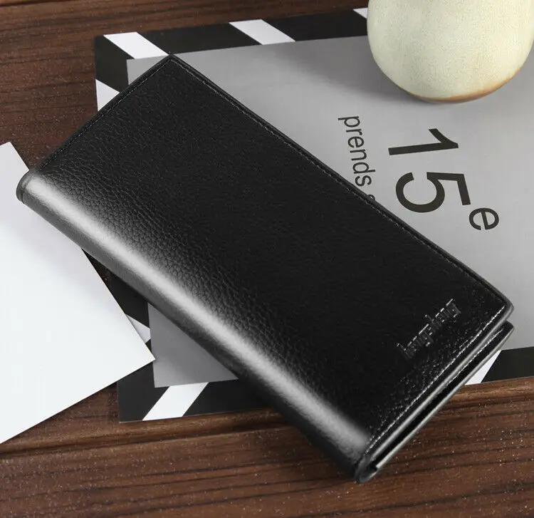 Мужской длинный деловой бумажник с поперечным сечением кожаный нагрудный карман
