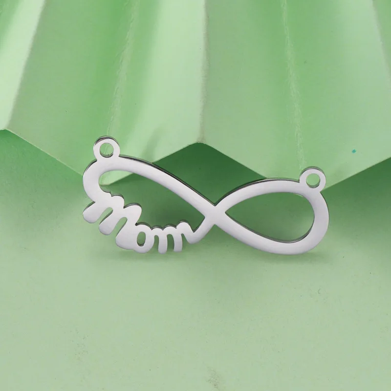

10pcs 11*34mm Silver Color Stainless Steel Infinite Mom Charm For Necklace Jewelry Making DIY Jewelry Findings Mother's Day Gift