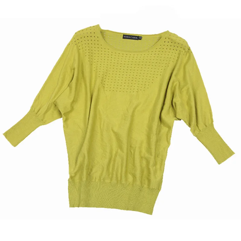 Женский пуловер с вырезами желтый свитер Повседневный свободный осенний