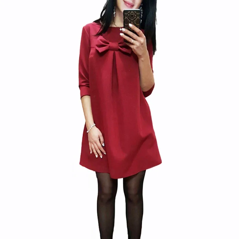 

2020 New Sweet Cut Girls Women Dress Fashion Half Sleeve Summer Mini Dress Casual Female O-Neck Bow Dress Ladies Vestidos