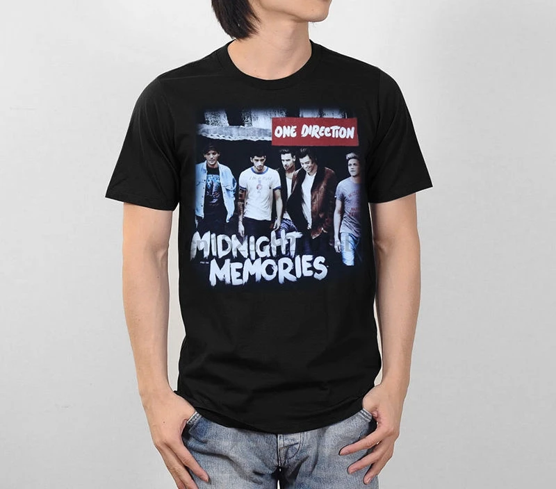ONE DIRECTION 1D MIDNIGHT MEMORIES графическая Мужская 100% хлопковая черная футболка S 2XL дешевая