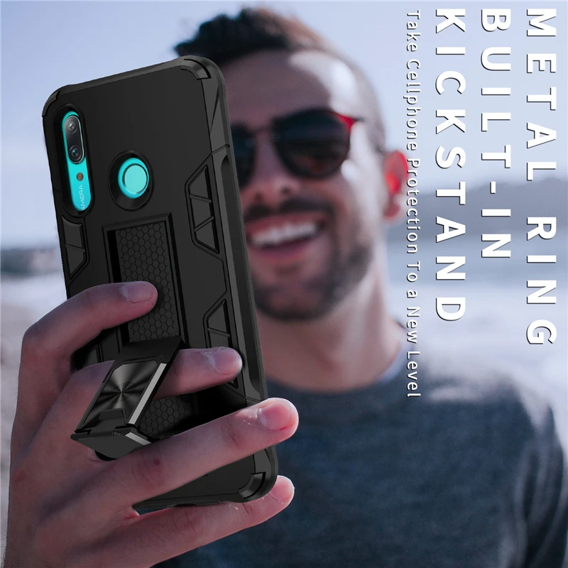 Для Huawei P Smart 2019 противоударный чехол 2 в 1 магнитный кольцевой держатель