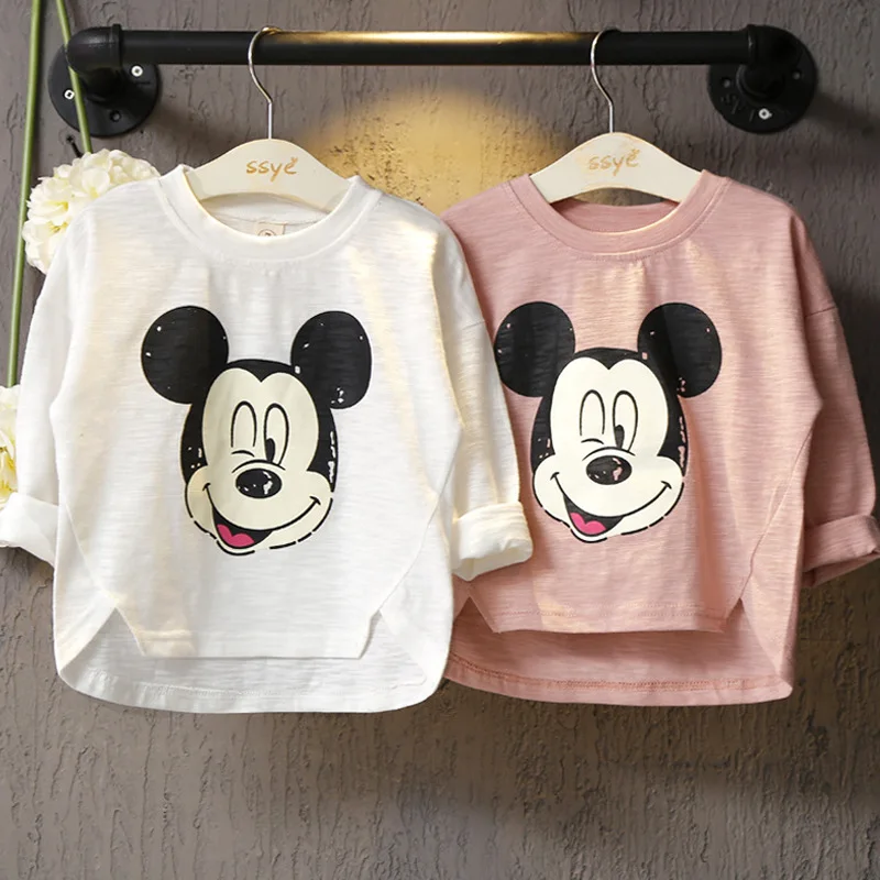 Новинка весенне Осенняя детская одежда Disney с Микки Маусом рубашка длинными