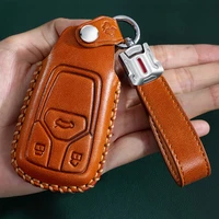 2021 hot sale soft leather car key cover protector case for audi a3 a4 a5 c5 c6 8l 8p b6 b7 b8 c6 rs3 q3 q7 tt 8l 8v s3 keychain